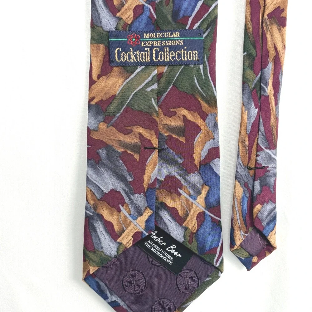 Vintage Molecular Expressions Necktie Burgundy Amber Beer Microscopic Silk Tie